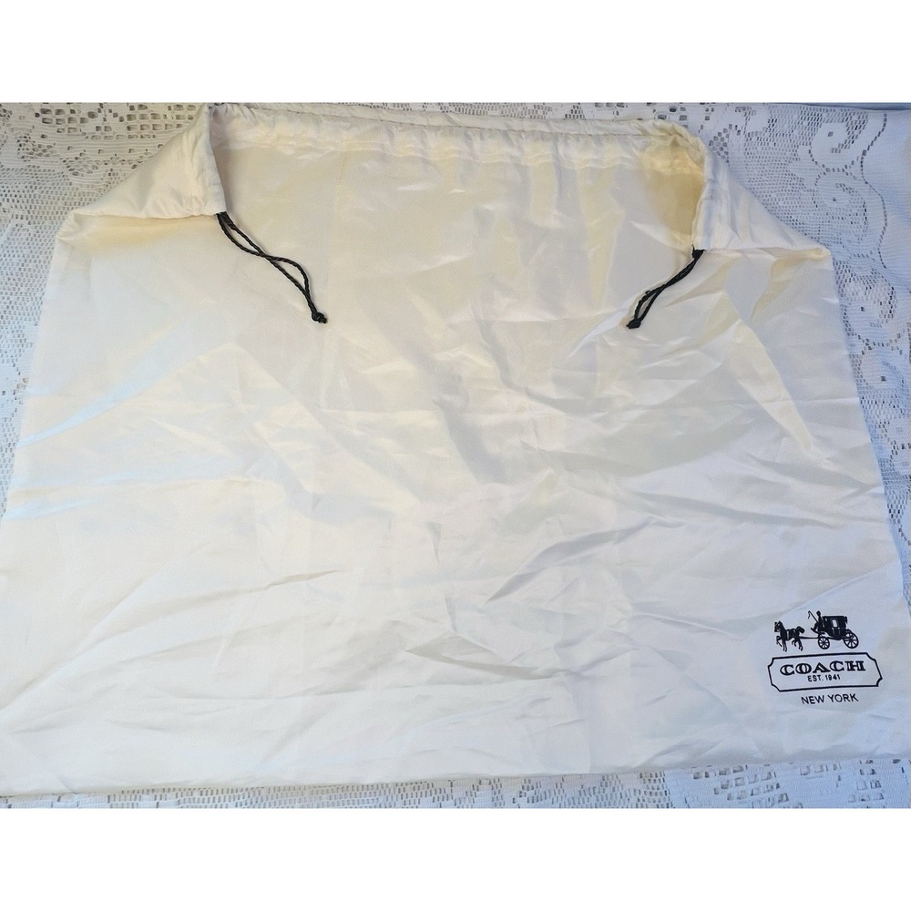 COACH Large Satin Drawstring Dust Bag Ivory 18.5" x 24" Authentic